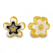 Millefiori beads flower 5-6x3mm - Yellow